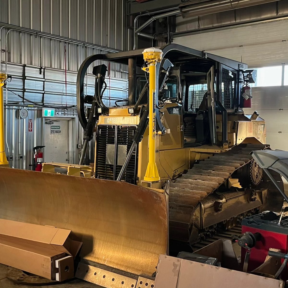 a dozer in a shop